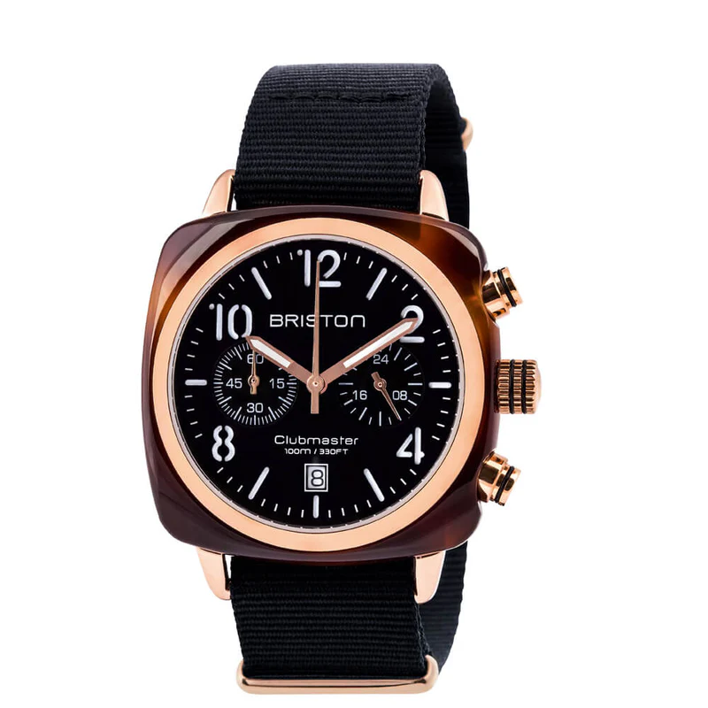 Briston · Clubmaster Classic 40mm · Noir/Or Rose · Quartz