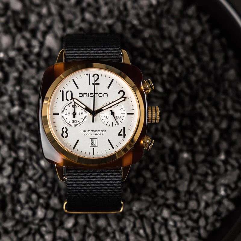Briston · Clubmaster Classic 40mm · Blanc/Or Jaune · Quartz — vue 3