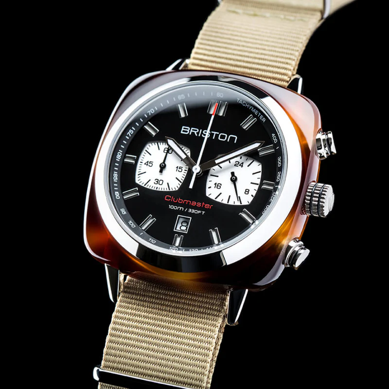 Briston · Clubmaster Sport 42mm · Noir/Kaki · Quartz — vue 2
