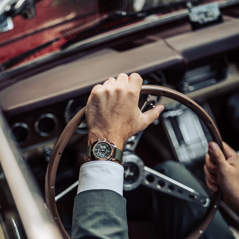 Briston · Clubmaster Classic 40mm · Vert Olive/Or Rose · Quartz — vue 2