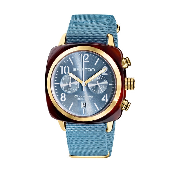 Briston · Clubmaster Classic 40mm · Bleu Glacier/Or Jaune · Quartz
