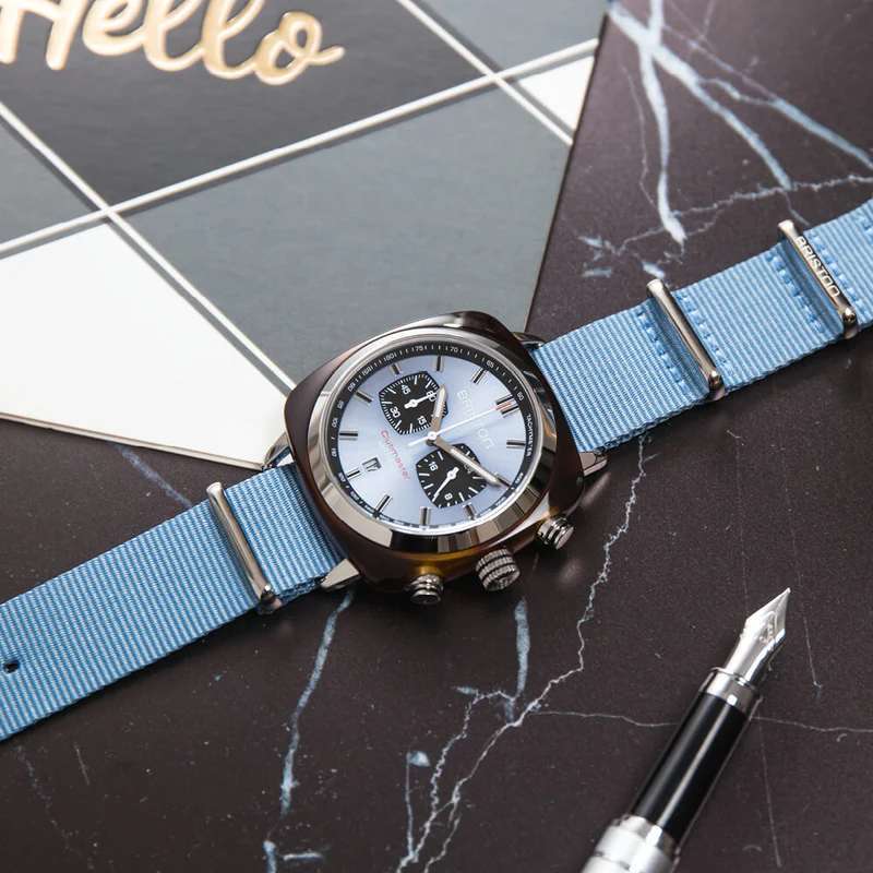 Briston · Clubmaster Sport 42mm · Bleu Glacier · Quartz — vue 3