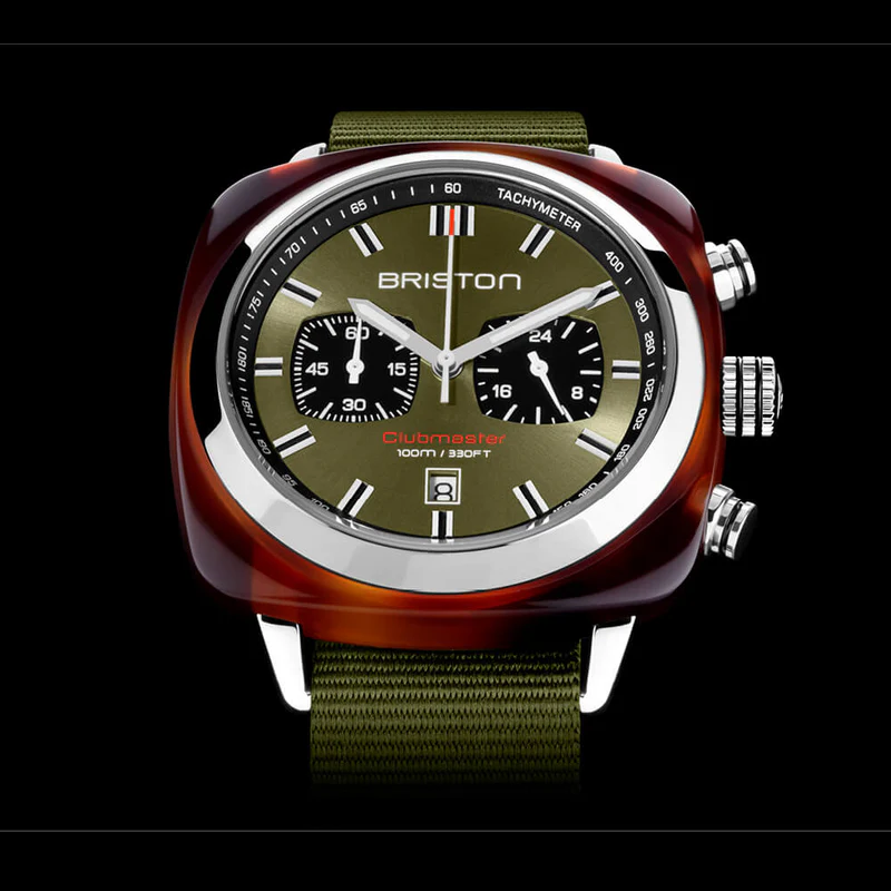 Briston · Clubmaster Sport 42mm · Vert Olive · Quartz — vue 4