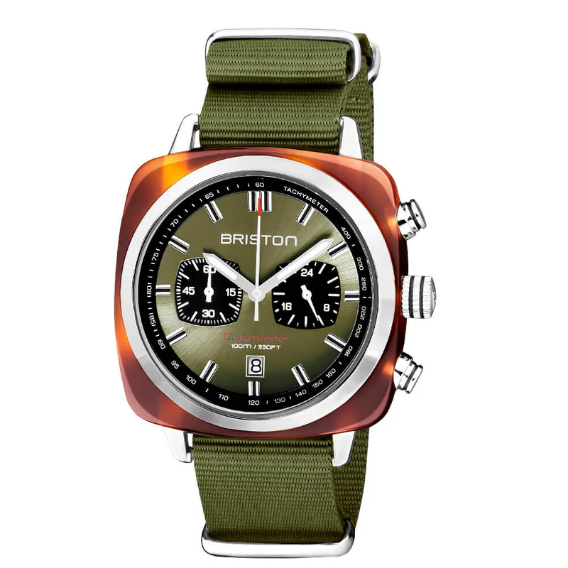 Briston · Clubmaster Sport 42mm · Vert Olive · Quartz
