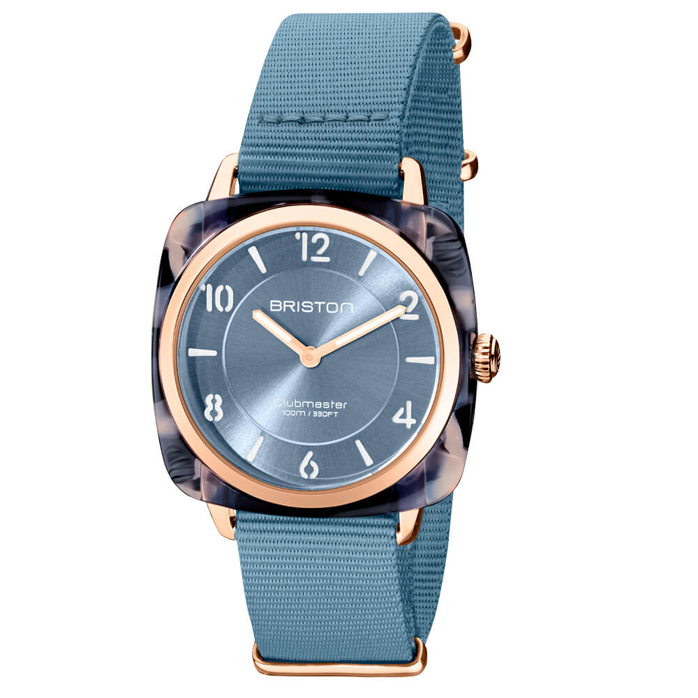 Briston · Clubmaster Chic 36mm · Bleu Glacier/Or Rose · Quartz