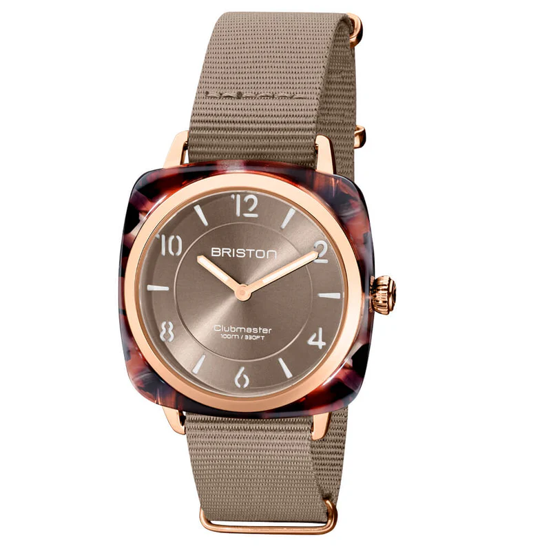 Briston · Clubmaster Chic 36mm · Gris Taupe/Or Rose · Quartz
