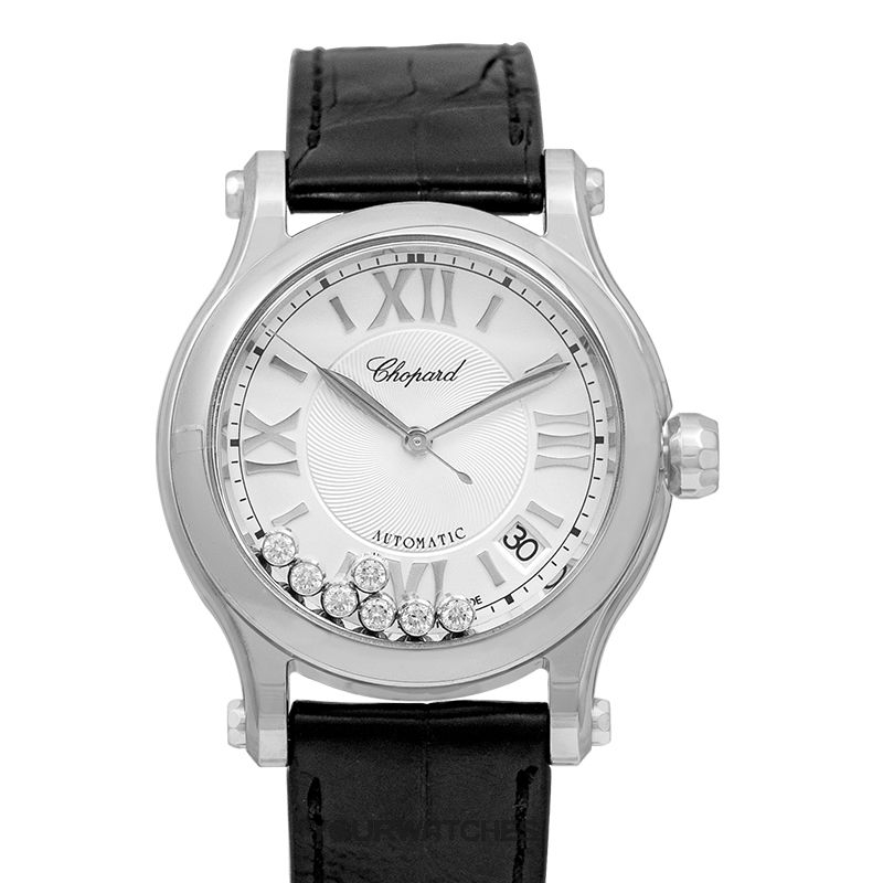 Chopard Happy Sport · Automatique · 36mm · Dame · Diamants Mobiles · Cadran Blanc · Bracelet Acier