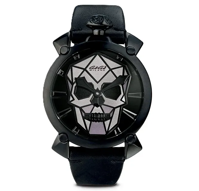 Gagà Milano Bionic Skull · Édition Limitée · Quartz · Cadran Skull 3D · Cuir