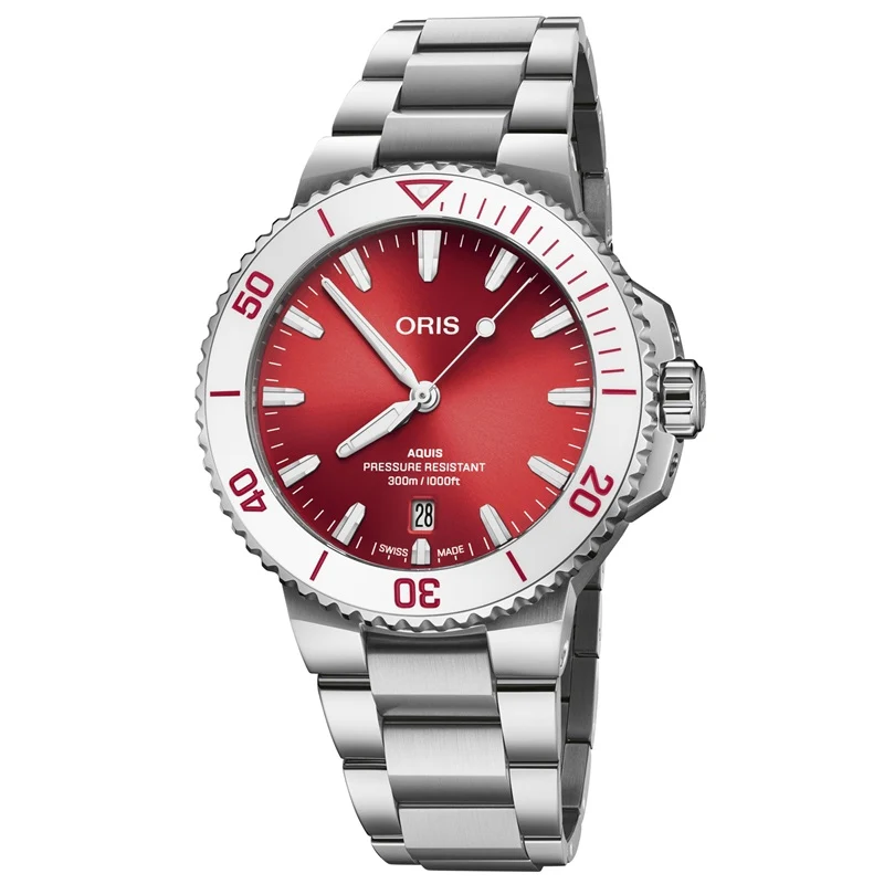 Oris Aquis Date · Taste of Summer · Rouge · 41.5mm · Bracelet Perlon