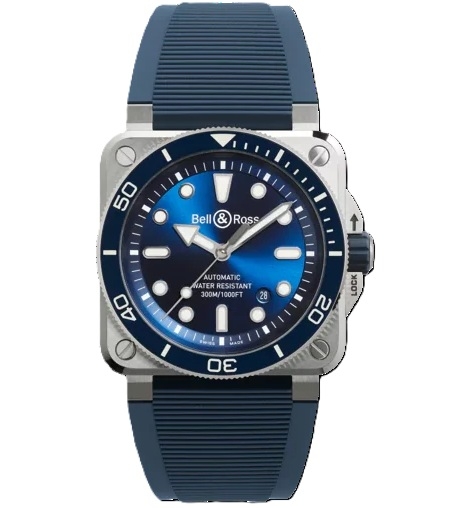 Bell & Ross BR-03 Diver · Automatique · 42mm · Cadran NOIR · Caoutchouc + Toile Noire