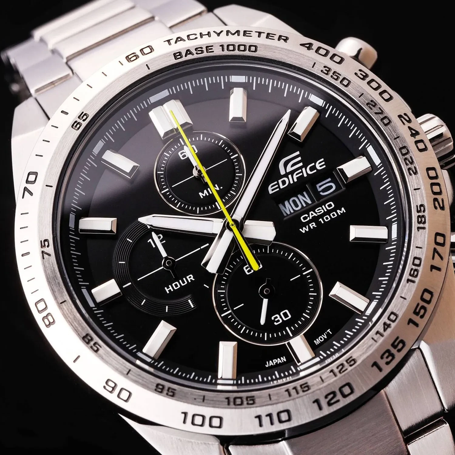 Casio Edifice · Sport Chronographe · 42mm · Cadran Noir · Bracelet Acier — vue 3