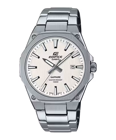 Casio Edifice · Classic Slim · 39,9mm · Cadran Crème · Bracelet Acier · Saphir
