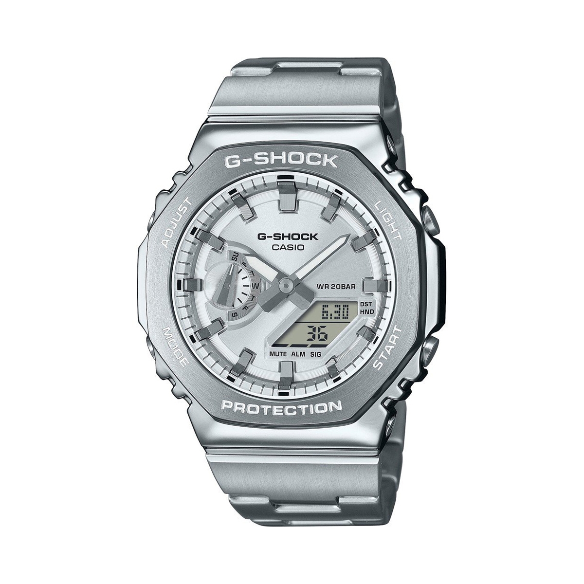 Casio G-Shock GM-2110D · Lunette Acier · Silver Classic · Bracelet Résine