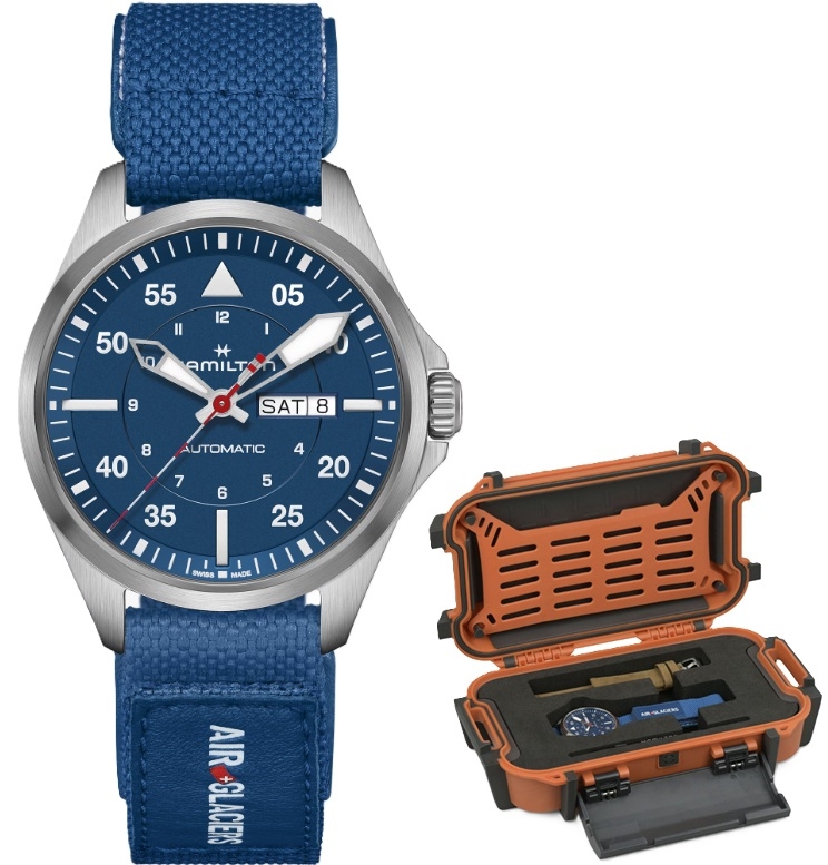 Hamilton Khaki Aviation Pilot Day-Date · Air-Glaciers Édition Spéciale · 42mm Titane · Cadran Bleu