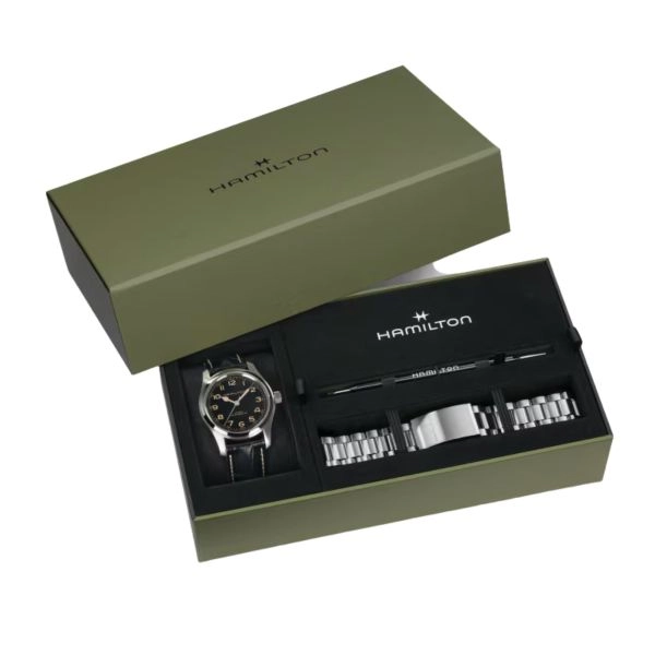 Hamilton Khaki Field Murph · 42mm · Cadran Noir · Pack 2 Bracelets (Cuir + Acier) — vue 4