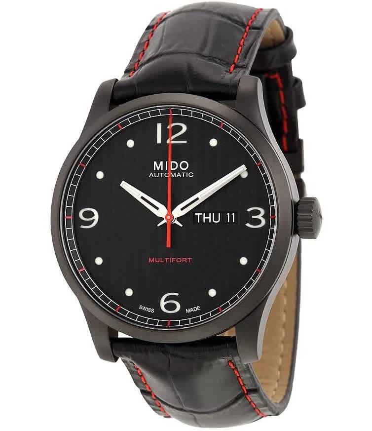 Mido Multifort · PVD Noir · Cadran Noir Chiffres Arabes · Cuir Noir · 42mm — vue 2