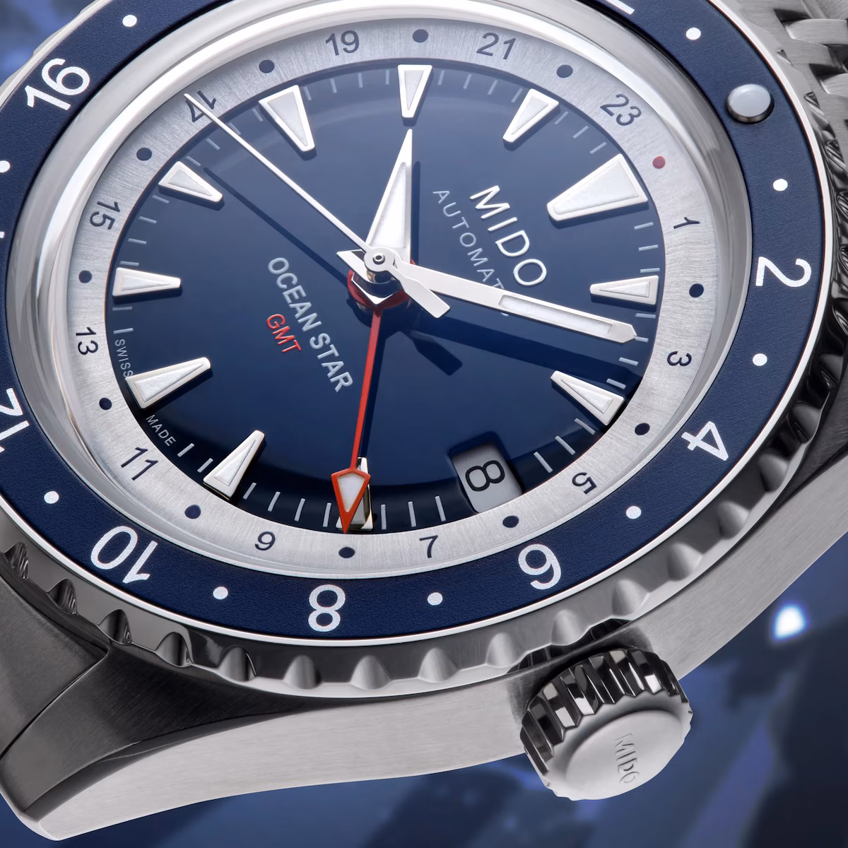 Mido Ocean Star GMT · Édition Spéciale · Cadran Bleu · Bracelet Acier · 40.5mm — vue 4