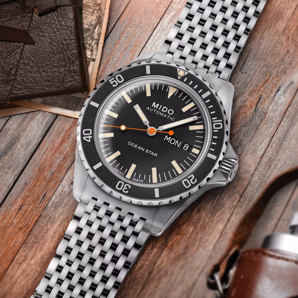 Mido Ocean Star Tribute · Cadran Noir · Maille Milanaise · 40.5mm — vue 5