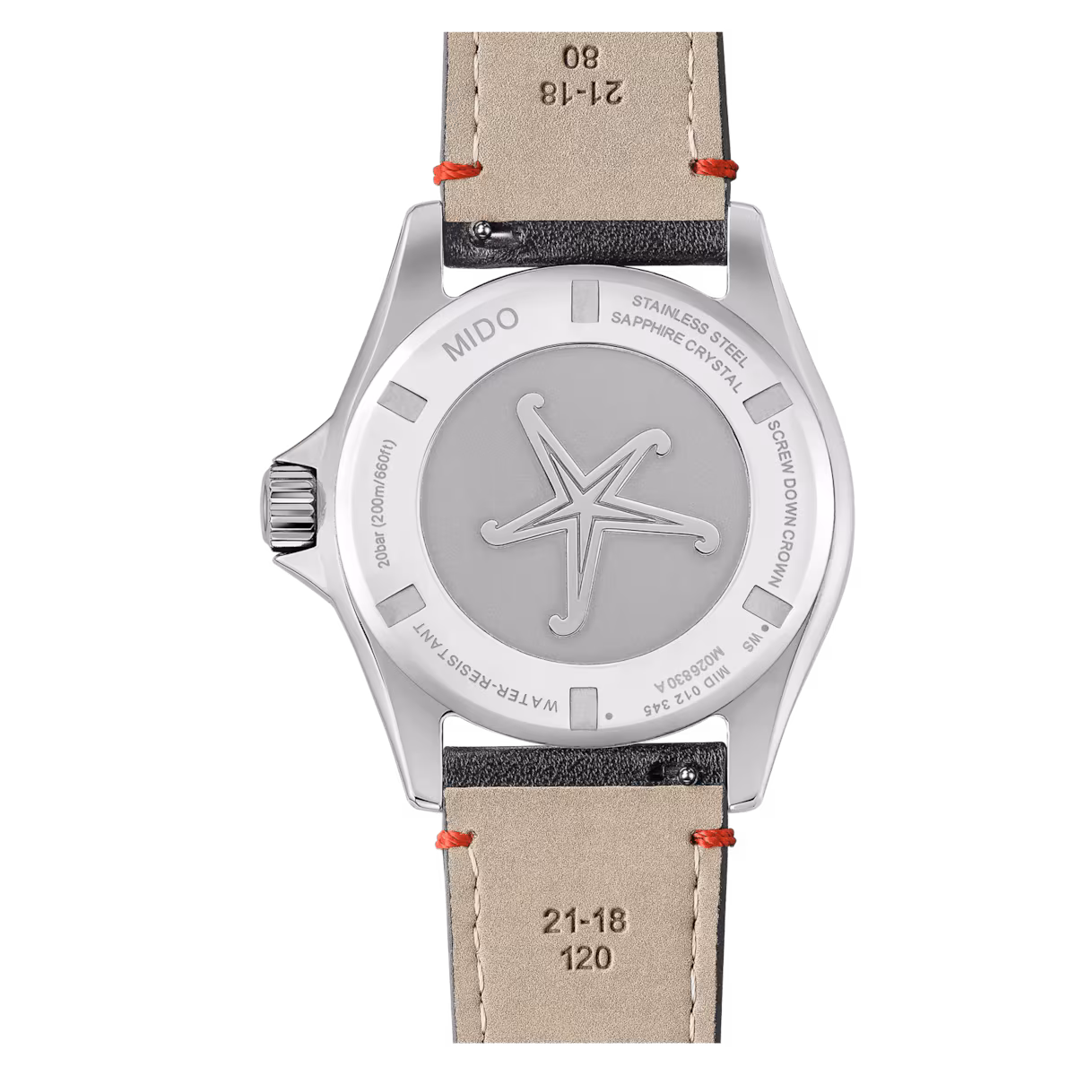 Mido Ocean Star Worldtimer · Cadran Argenté Damier Noir/Rouge · Cuir Bund · 40.5mm — vue 3