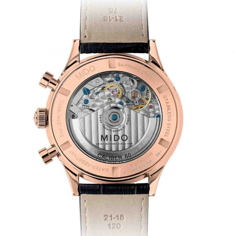 Mido Multifort Patrimony Chronograph · PVD Or Rose · Cadran Ivoire · Cuir Noir · 42mm