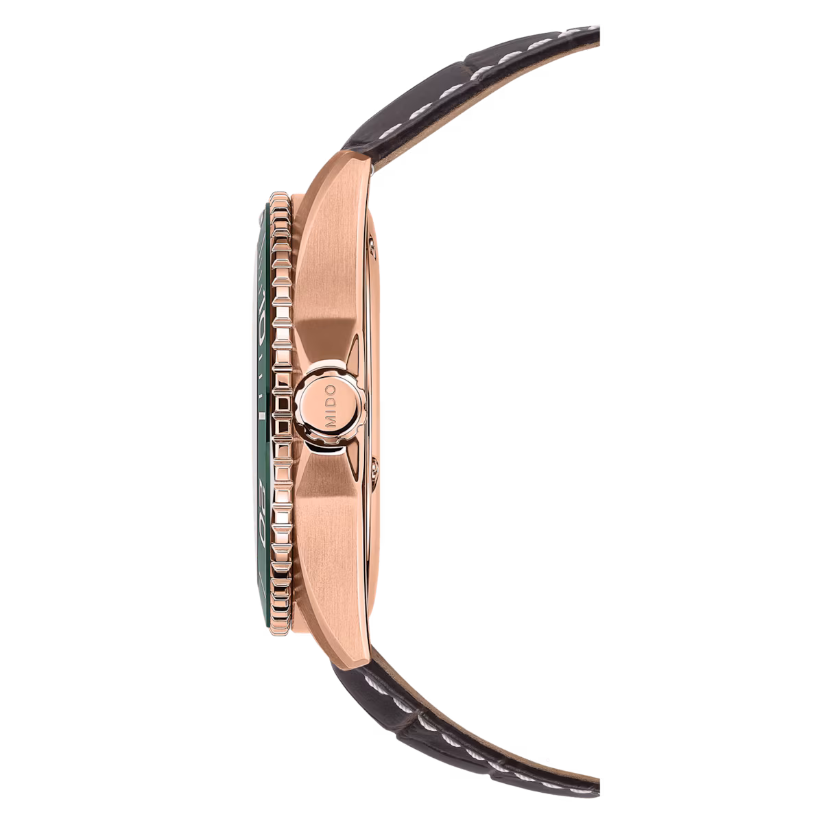 Mido Ocean Star 200C · PVD Or Rose · Cadran Vert · Lunette Céramique Verte · Cuir Brun · 42.5mm — vue 2