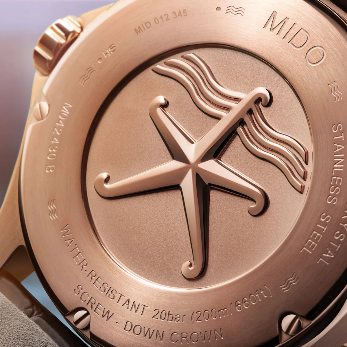 Mido Ocean Star 200C · PVD Or Rose · Cadran Vert · Lunette Céramique Verte · Cuir Brun · 42.5mm — vue 5