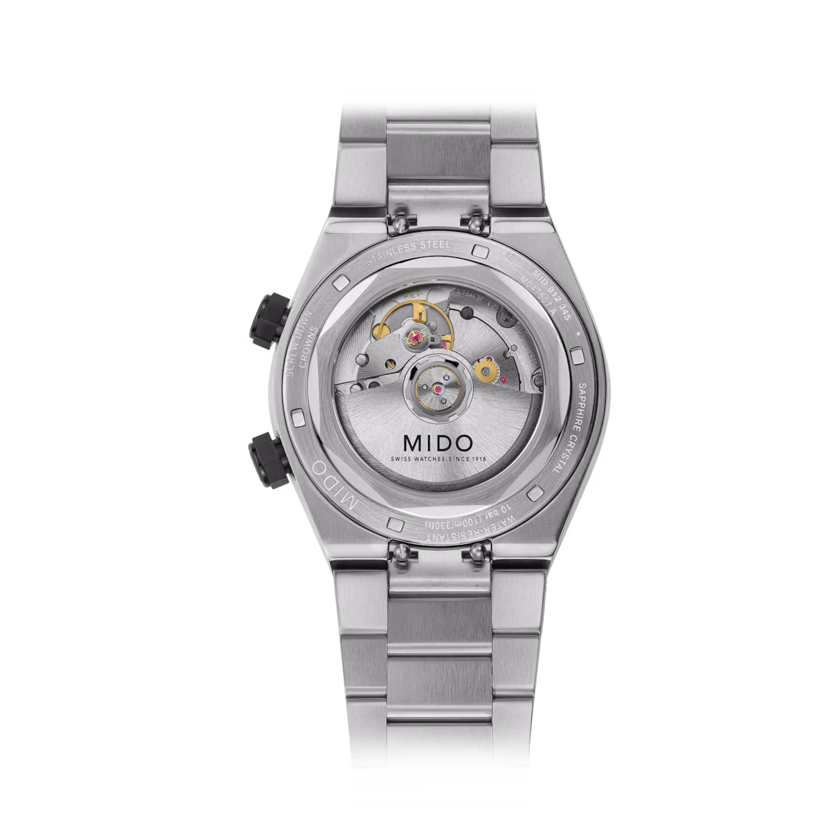Mido Multifort 8 Two Crowns · Cadran Noir · Bracelet Acier · 38.4mm — vue 2