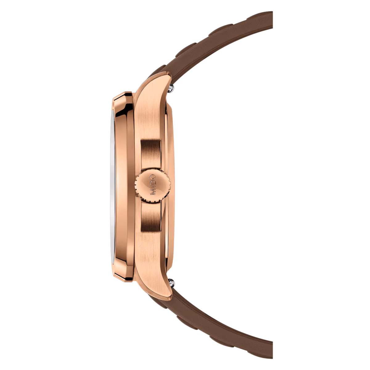 Mido Multifort TV Big Date · PVD Or Rose · Cadran Brun · Caoutchouc Brun · 39.2x40mm — vue 2