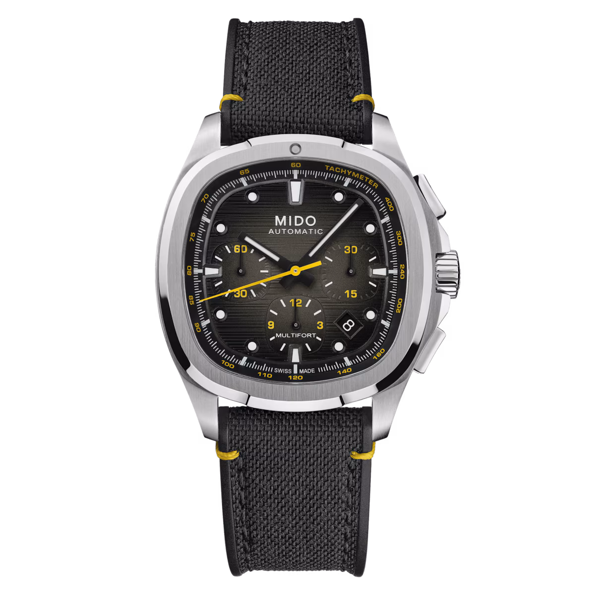 Mido Multifort TV Big Date Chronograph · Cadran Noir · Bracelet Acier · 42x44mm
