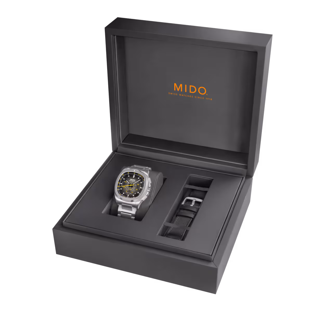 Mido Multifort TV Big Date Chronograph · Cadran Noir · Bracelet Acier · 42x44mm — vue 5