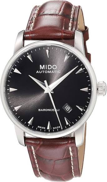 Mido Baroncelli · Cadran Noir · Cuir Brun · Automatique