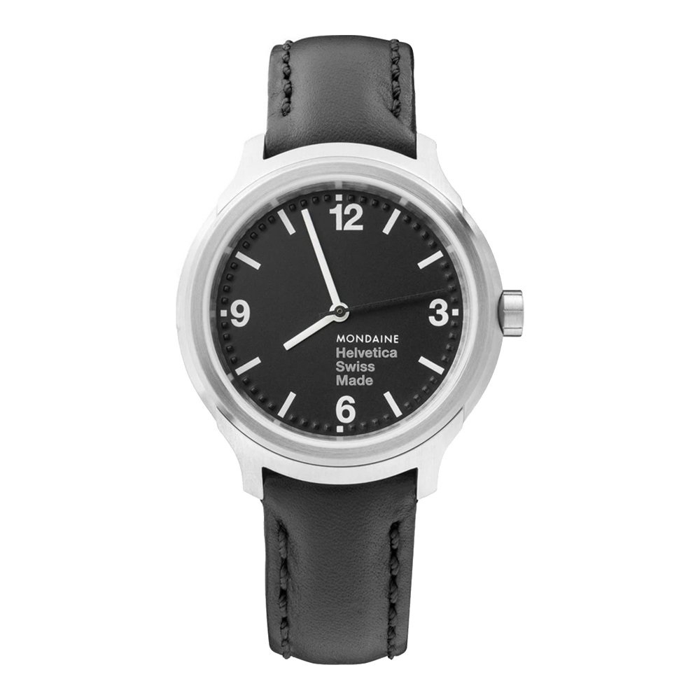Mondaine Helvetica No.1 Bold · Quartz · 34mm · Cadran Blanc · Cuir Noir
