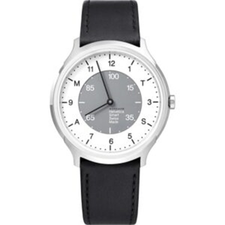 Mondaine Helvetica Smart Watch · Regular · 40mm · Cadran Blanc · Cuir Noir