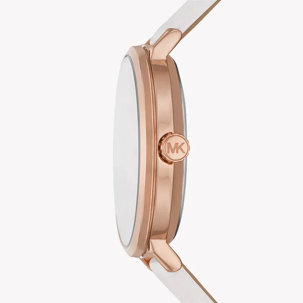 Michael Kors Addyson · Quartz 40mm · Or Rose · Cadran Pavé · Cuir Blanc — vue 2