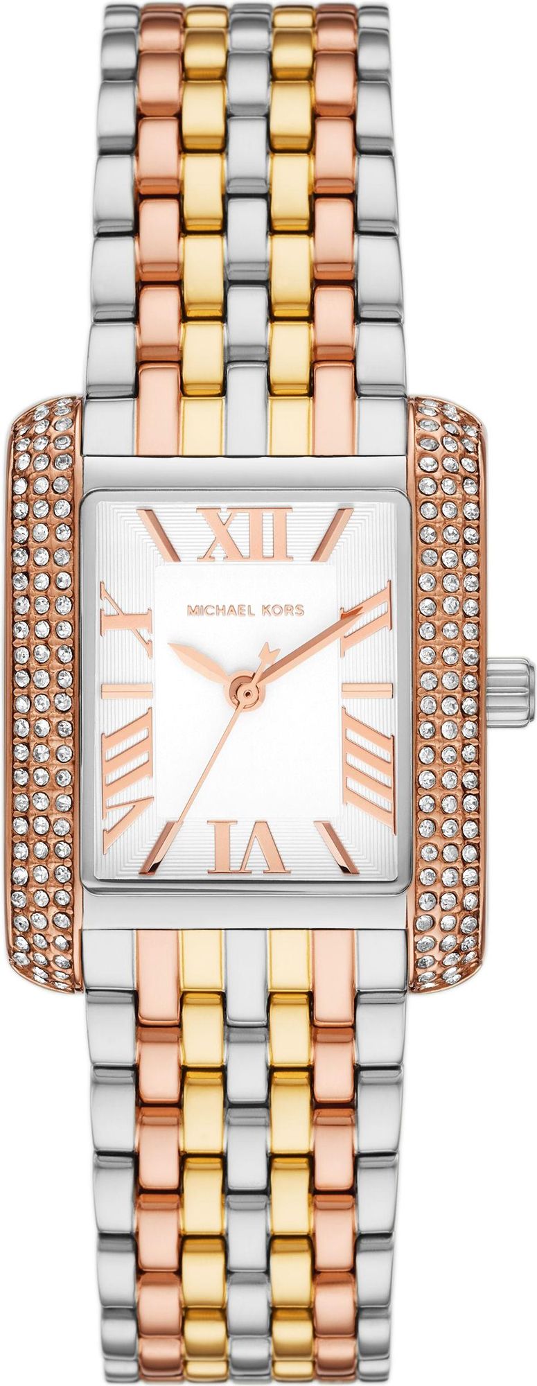 Michael Kors Emery · Quartz 27mm · Tri-Tone Pavé · Bracelet Acier