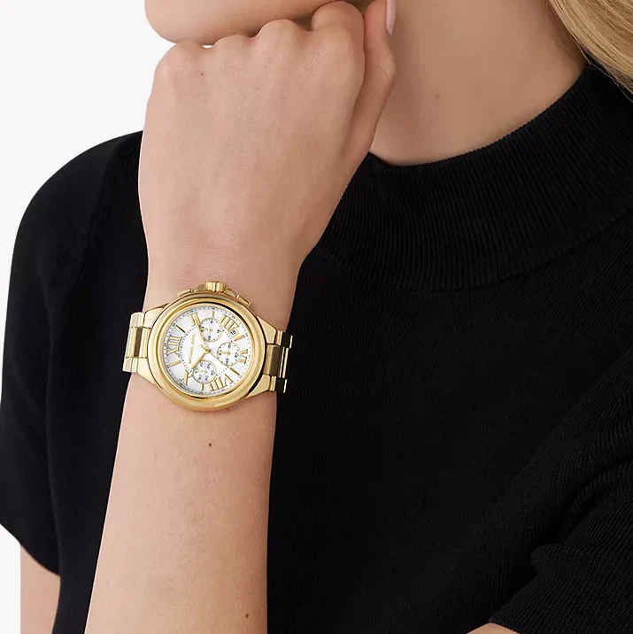 Michael Kors Camille · Chronographe 43mm · Or · Cadran Blanc · Bracelet Acier — vue 3