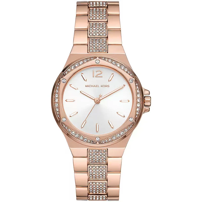 Michael Kors Lennox · Quartz 37mm · Or Rose · Cadran Blanc Sunray · Bracelet Acier