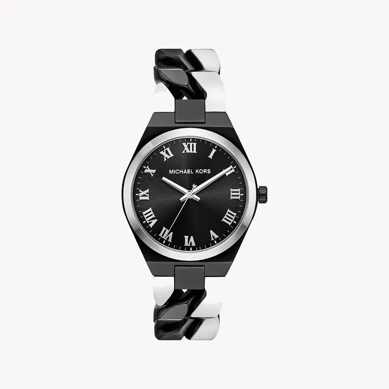 Michael Kors Lennox · Quartz 37mm · Argent/Noir · Bracelet Acier