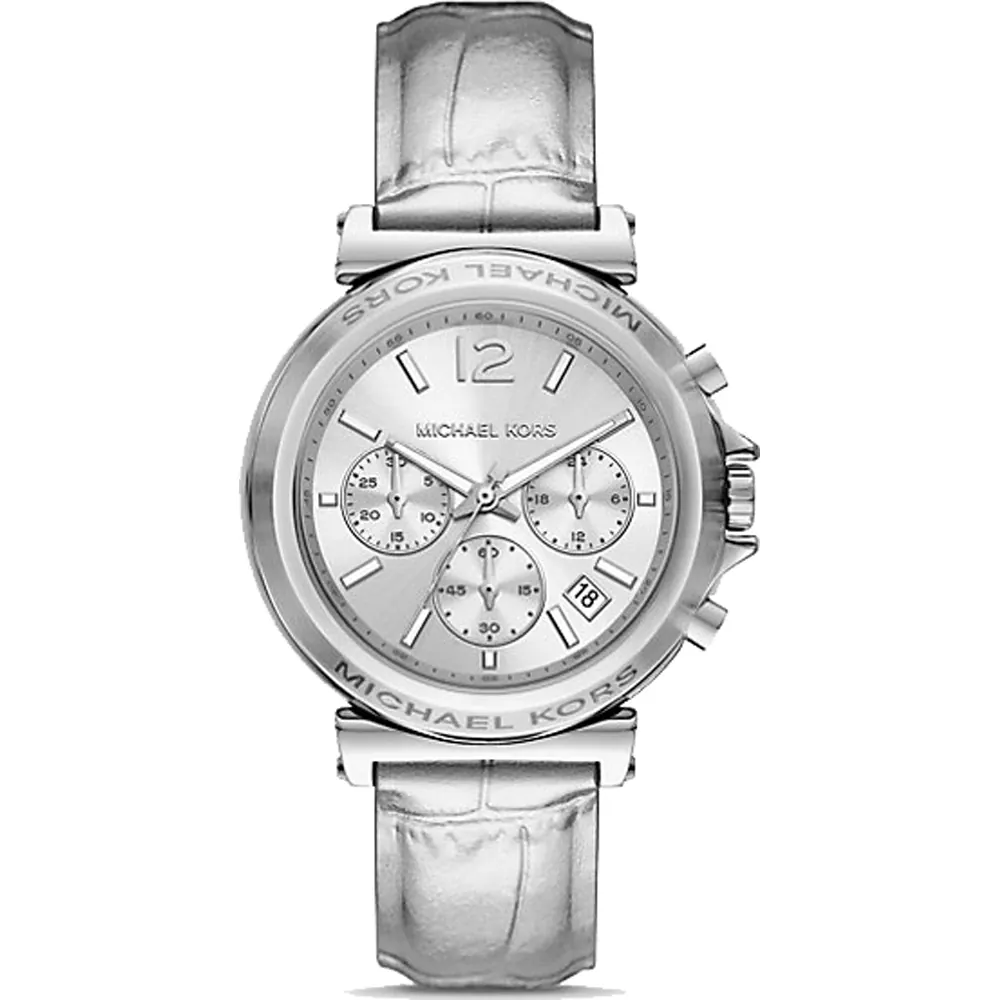 Michael Kors Maren · Chronographe 38mm · Argent · Cuir Argenté