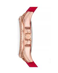 Michael Kors Pilot · Quartz 36mm · Or Rose · Cadran Blanc Pavé · Toile Rouge — vue 3