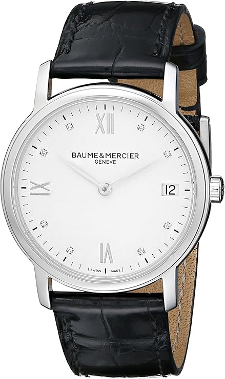 Baume & Mercier Classima · 33mm · Dame · 8 Diamants · Cadran Blanc · Cuir Alligator
