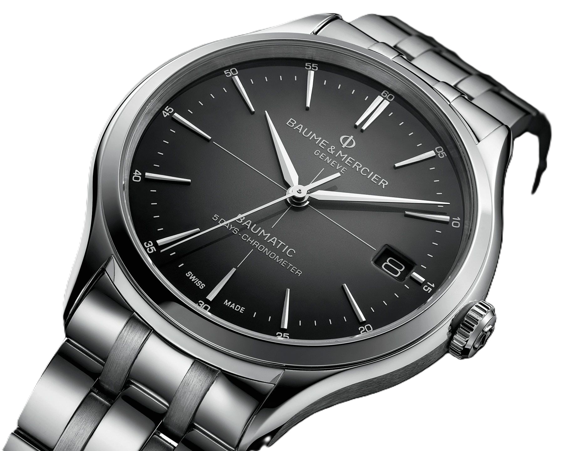 Baume & Mercier Clifton Baumatic COSC · 40mm · Cadran Gris Fumé Dégradé · Bracelet Acier — vue 3