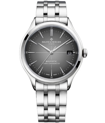 Baume & Mercier Clifton Baumatic COSC · 40mm · Cadran Gris Fumé Dégradé · Bracelet Acier