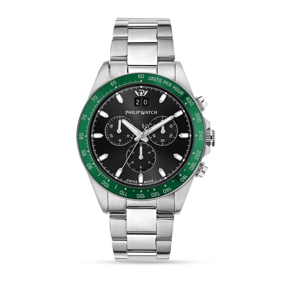 Philip Watch Caribe Sport · Chronographe Quartz · 42mm · Cadran Bleu Sunray · Bracelet Acier