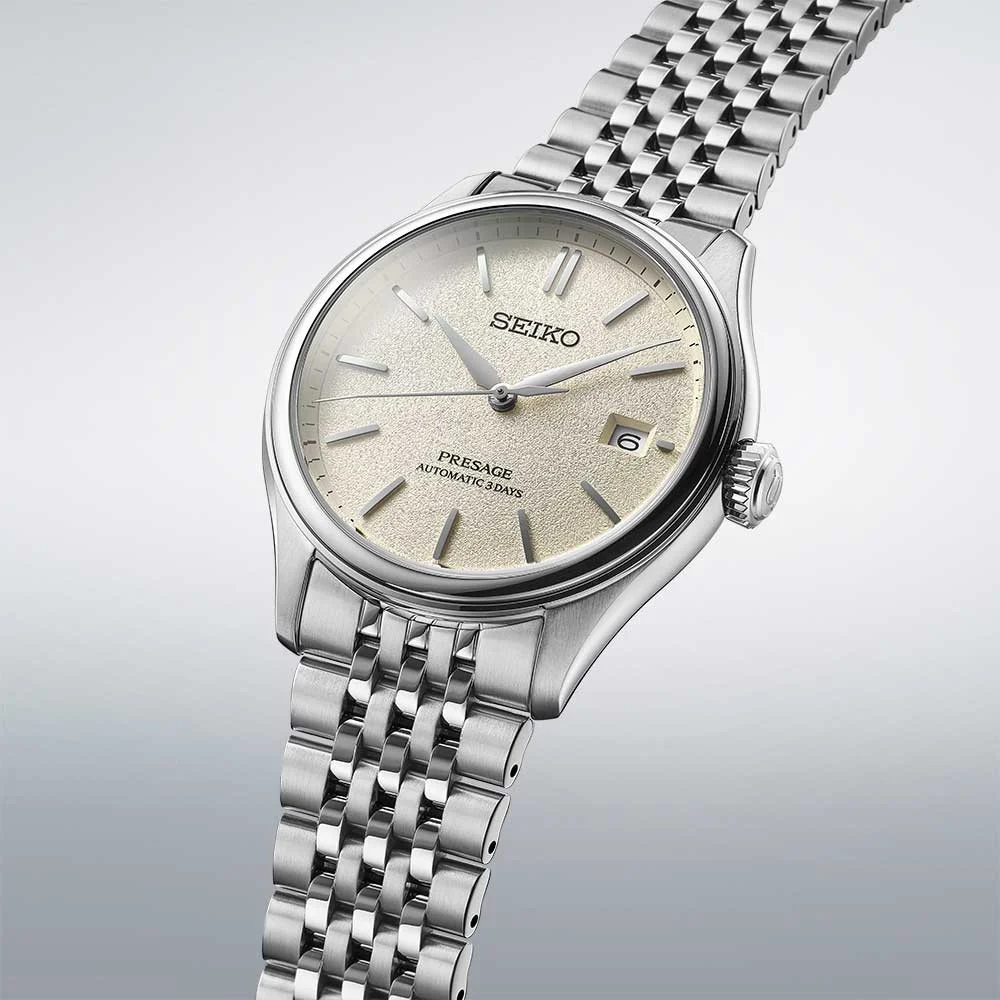 Seiko Presage Classic · Soie Japonaise « Shiro-iro » · Cadran Blanc · Bracelet Acier · 40.2mm — vue 2