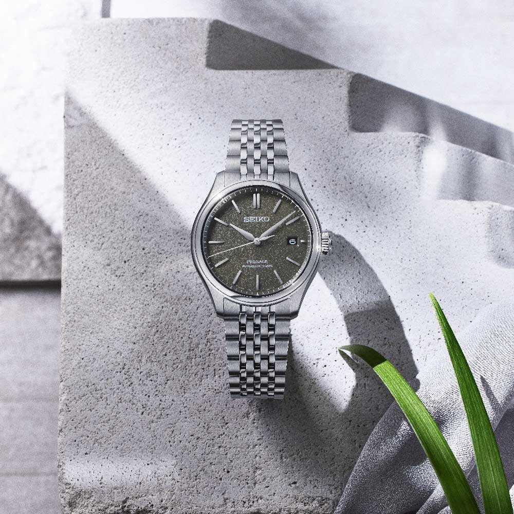 Seiko Presage Classic · Soie Japonaise « Midori-iro » · Cadran Vert · Bracelet Acier · 40.2mm — vue 3