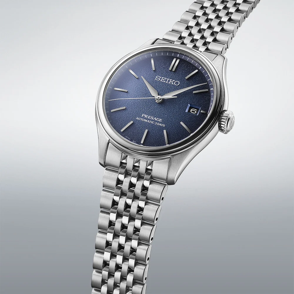 Seiko Presage Classic · Soie Japonaise « Ai-iro » · Cadran Bleu Indigo · Bracelet Acier · 40.2mm — vue 2