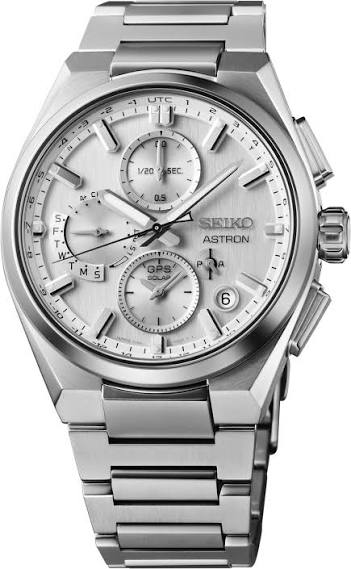 Seiko Astron GPS Solar · Dual-Time Chronographe · 42mm Titane · Cadran Blanc · Bracelet Titane