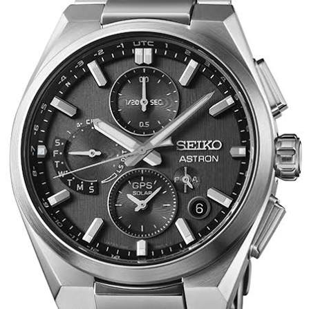 Seiko Astron GPS Solar · Dual-Time Chronographe · 42mm Titane · Cadran Noir · Bracelet Titane