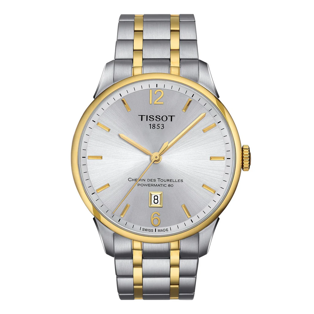 Tissot Chemin des Tourelles · PM80 · Deux Tons · Cadran Argenté · 42mm — vue 2